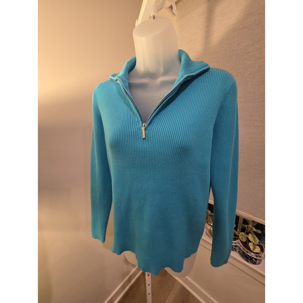 Polo Ralph Lauren CLASSIC SOLID 1/4 Zip Pullover Turquoise Size L - Picture 16 of 16